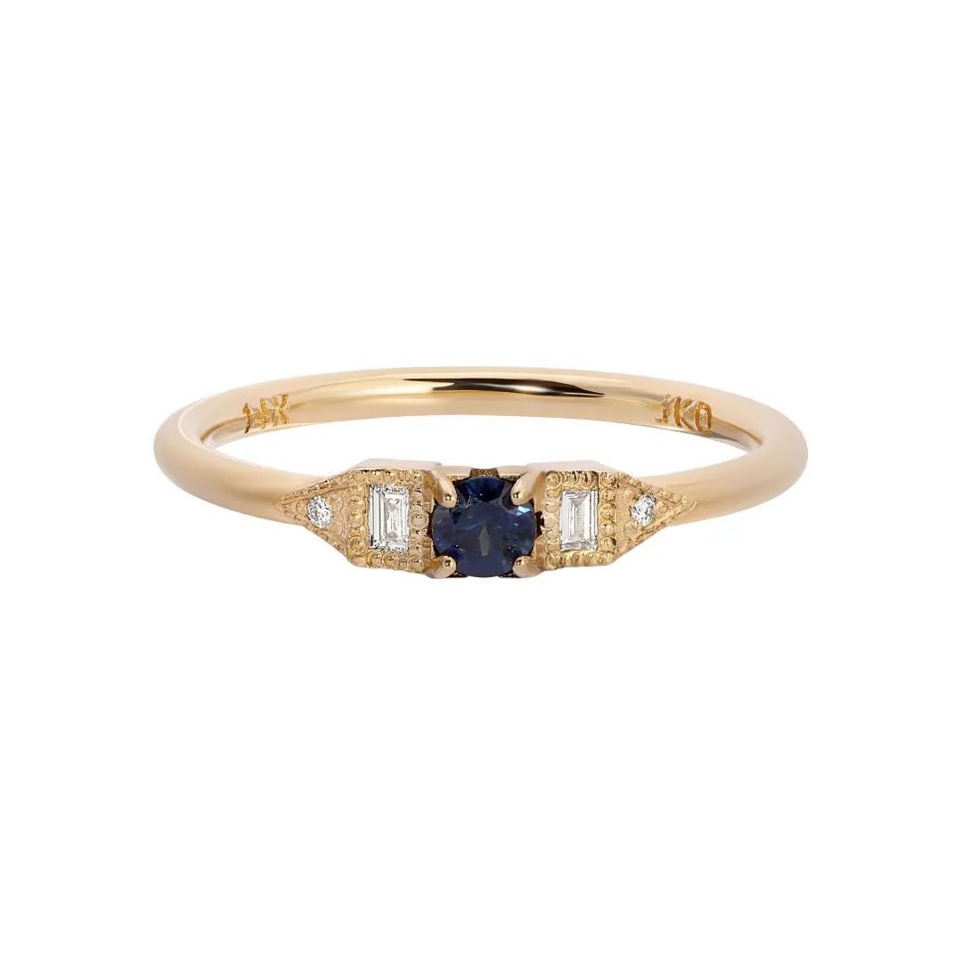 Blue Sapphire Petite Deco Era Ring