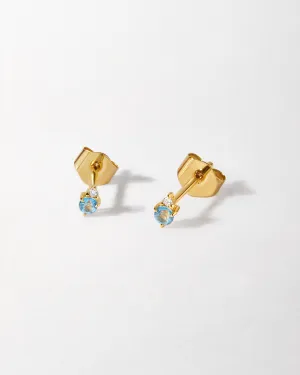 Blue Topaz Diamond Stud Earrings