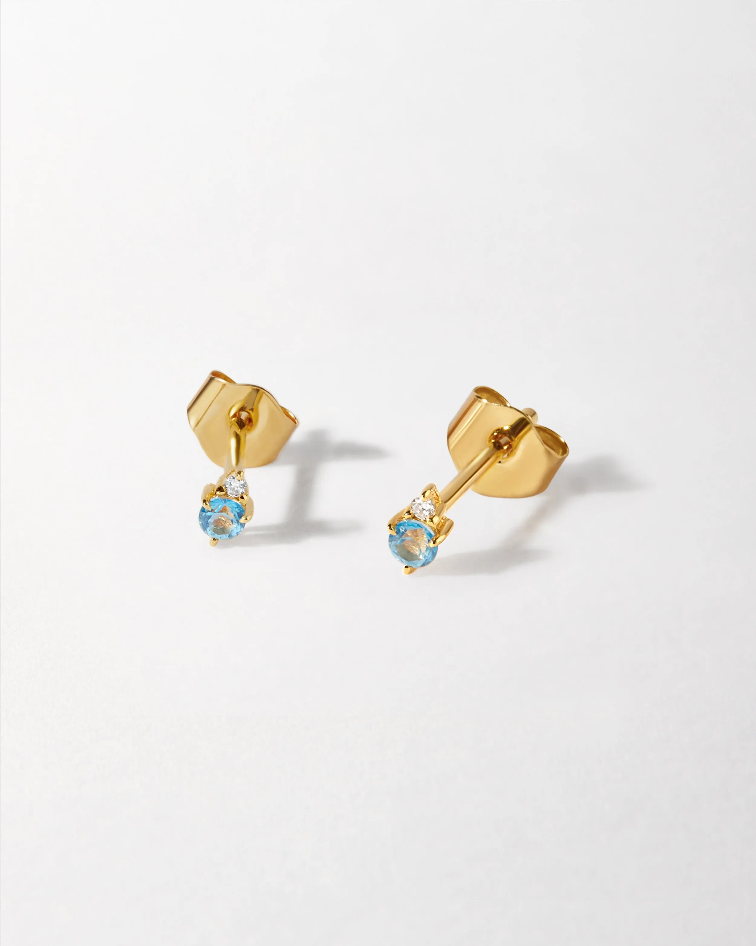 Blue Topaz Diamond Stud Earrings