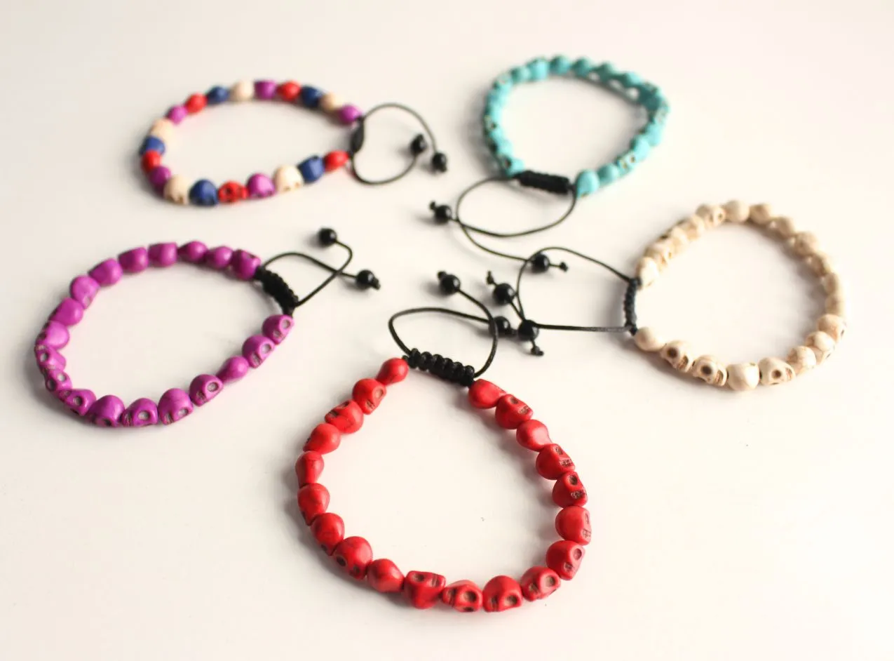 Bohemian Skull Beads Wrist Mala