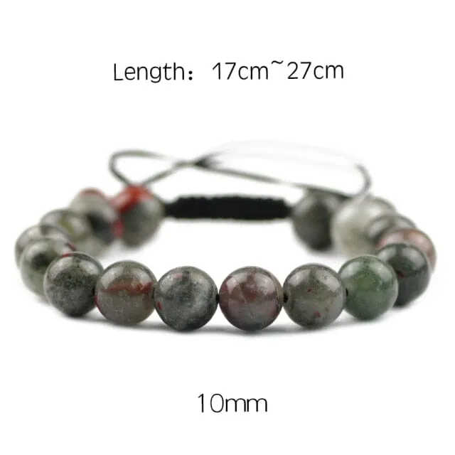 Braided/Elastic Rope Natural Bloodstone Charm Bracelet