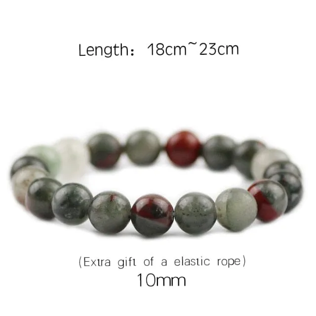 Braided/Elastic Rope Natural Bloodstone Charm Bracelet