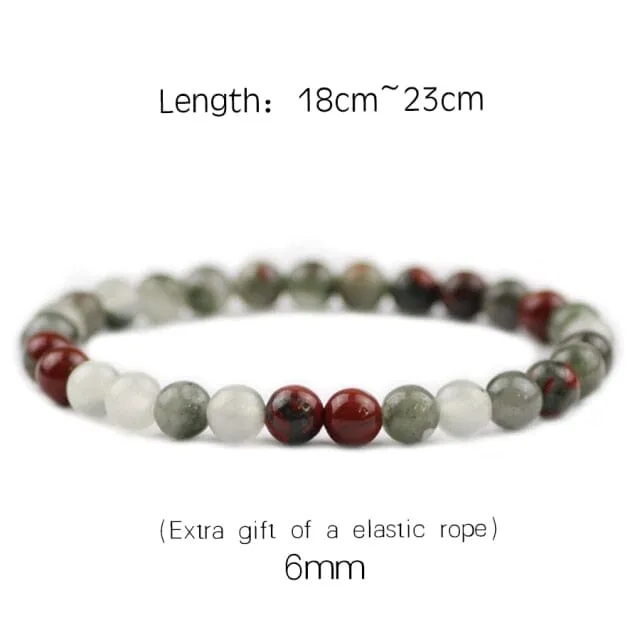 Braided/Elastic Rope Natural Bloodstone Charm Bracelet