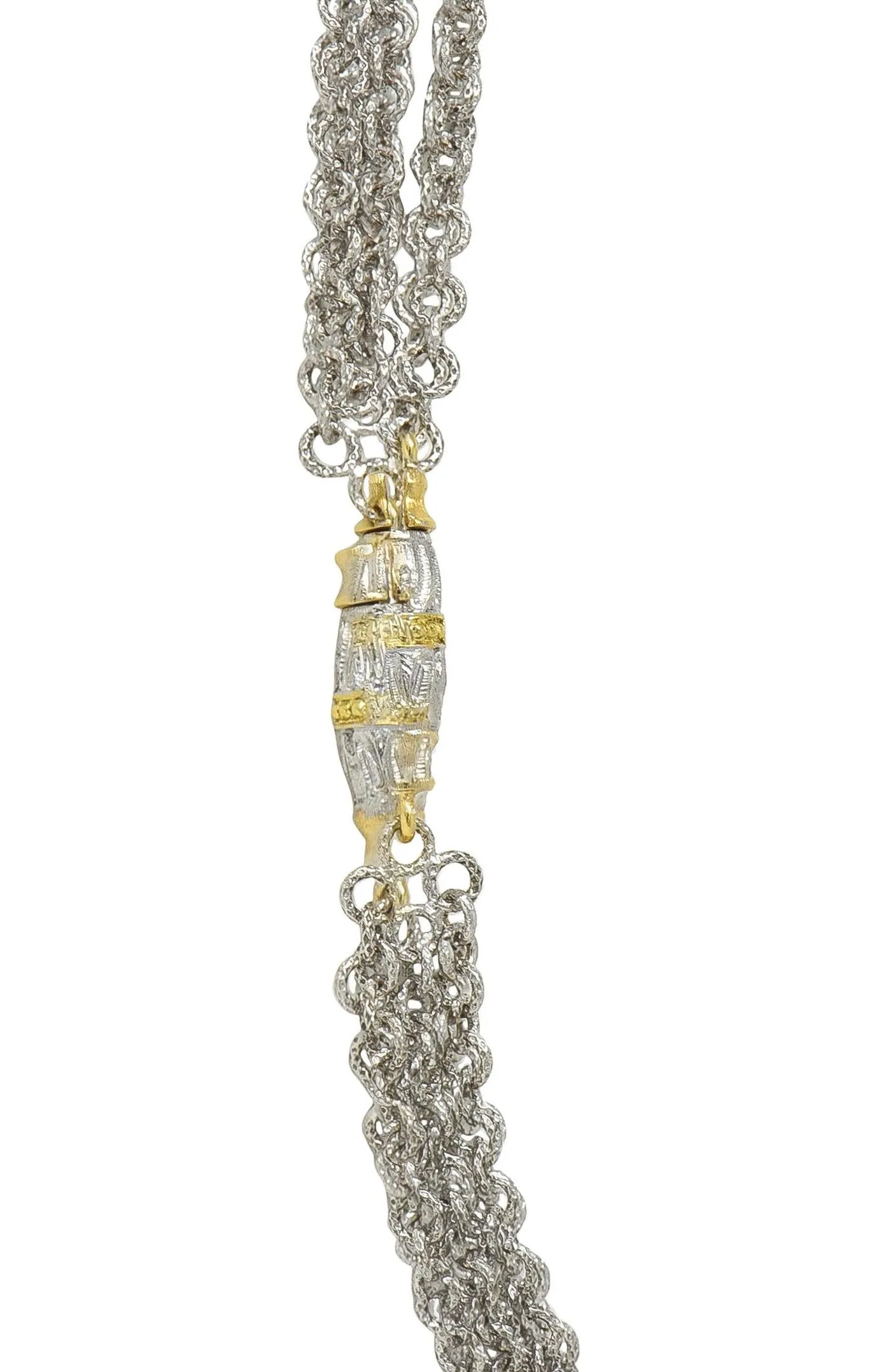 Buccellati Rose Cut Diamond 18 Karat Two-Tone Gold Multi-Strand Vintage Swag Chain Necklace