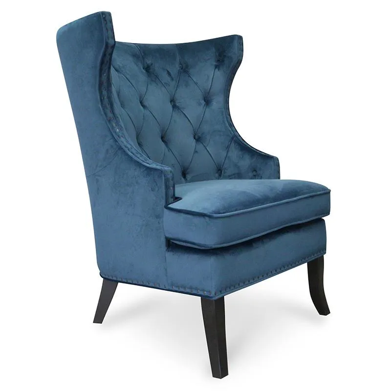 Cecilia Wingback Armchair - Navy Blue Velvet - Last One