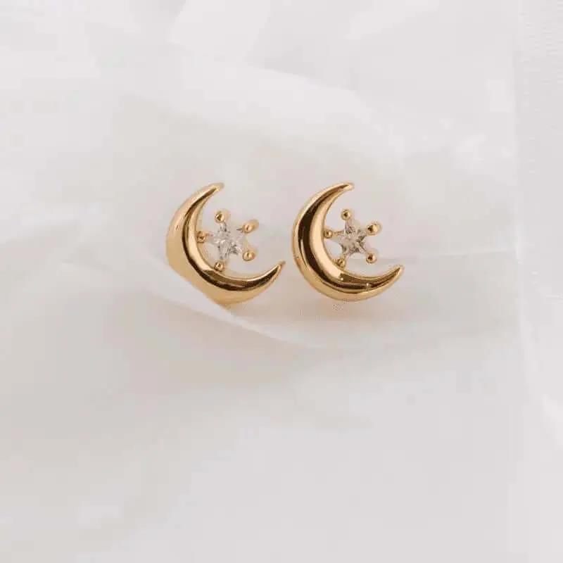 Celestial Studs - Crescent Moon Earrings