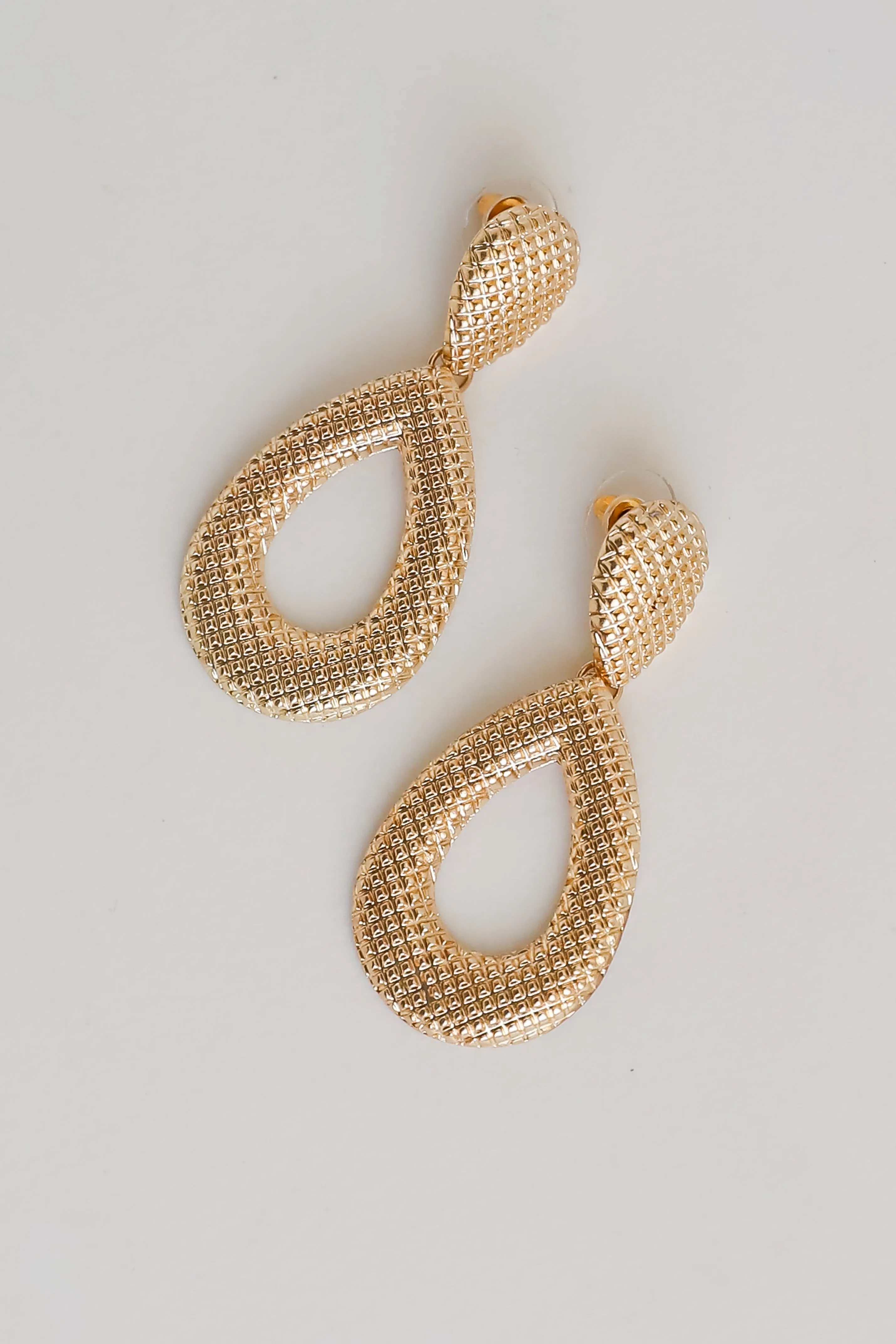 Chloe Gold Textured Teardrop Earrings