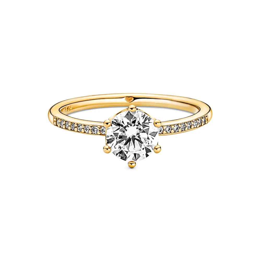 Clear Sparkling Crown Solitaire Ring