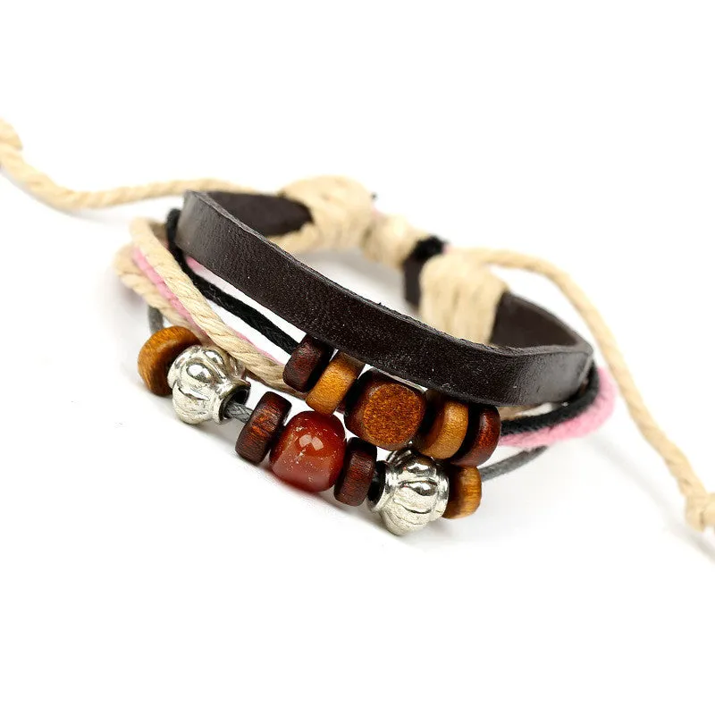 Colorful Beaded Leather Multilayer Bracelet