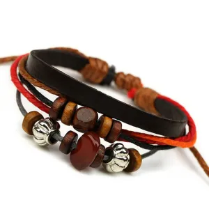 Colorful Beaded Leather Multilayer Bracelet