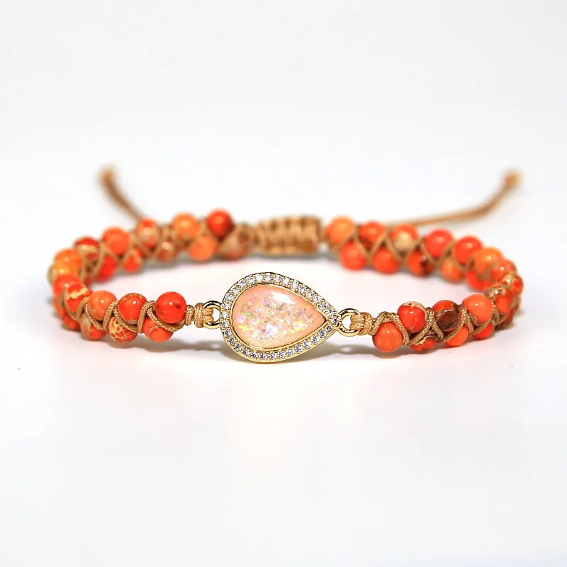 Colorful Imperial Pine Stone Woven Friendship Bracelet