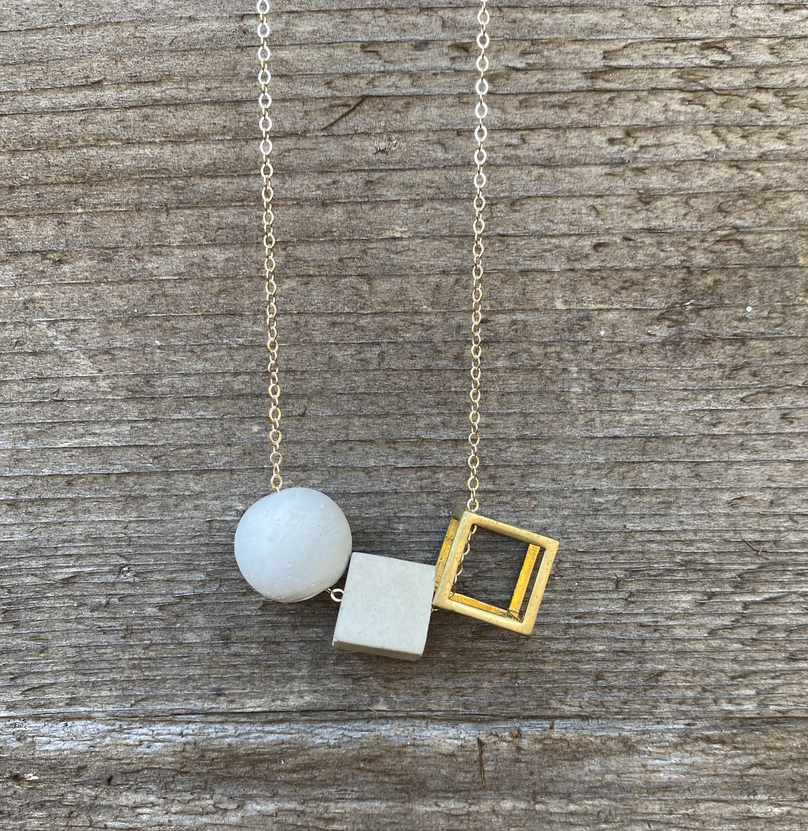 Concrete Geometric Cube Necklace