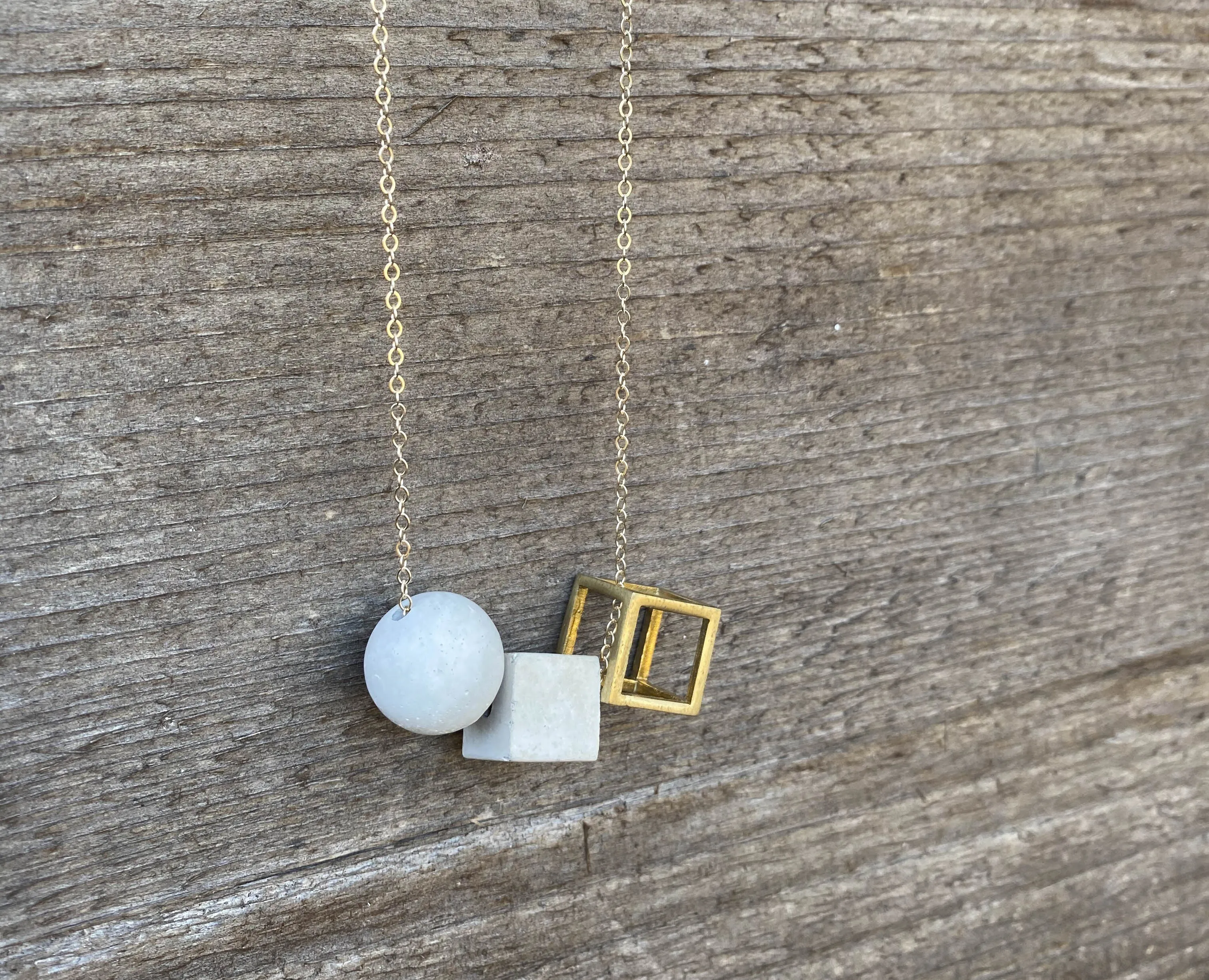 Concrete Geometric Cube Necklace