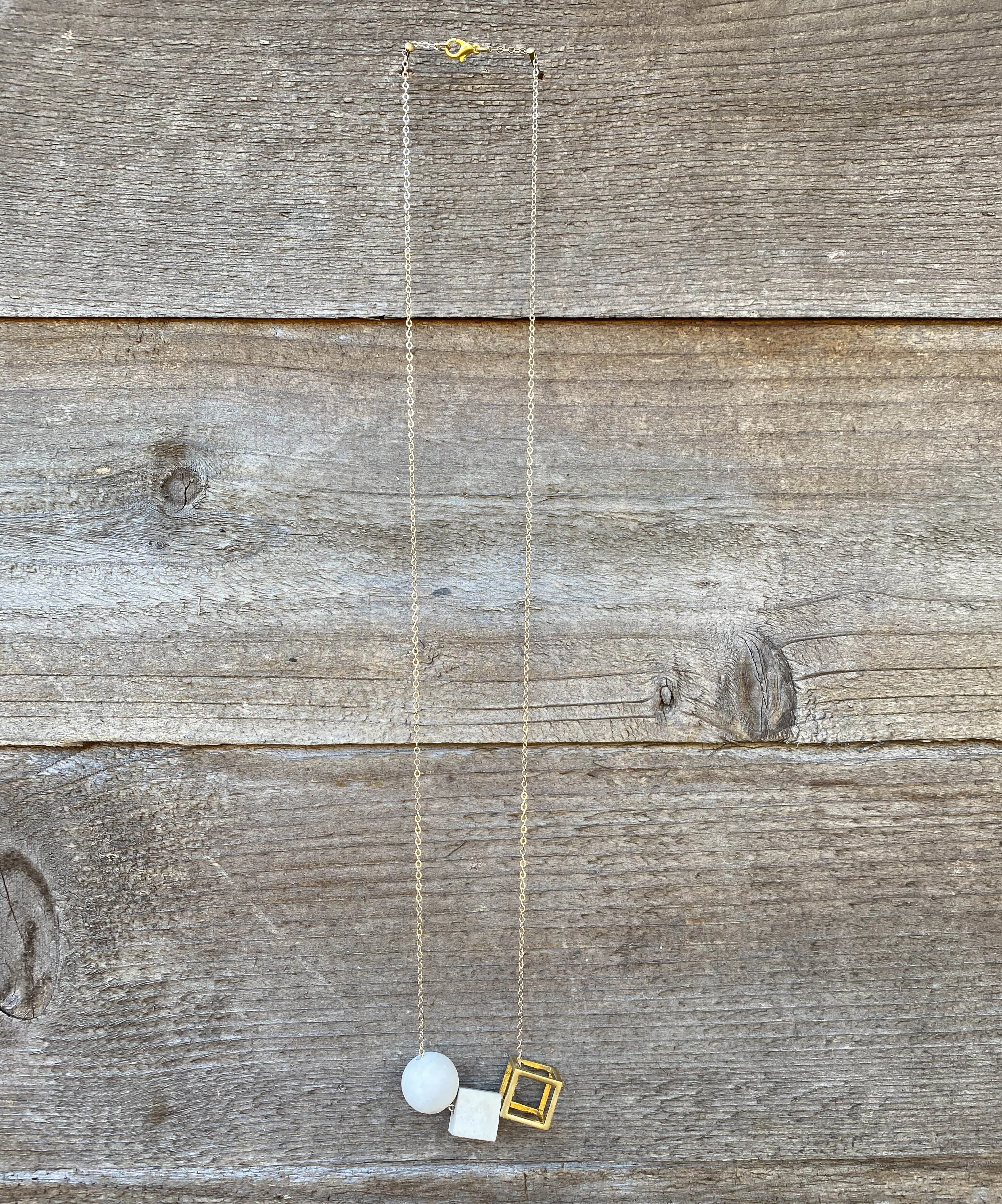 Concrete Geometric Cube Necklace