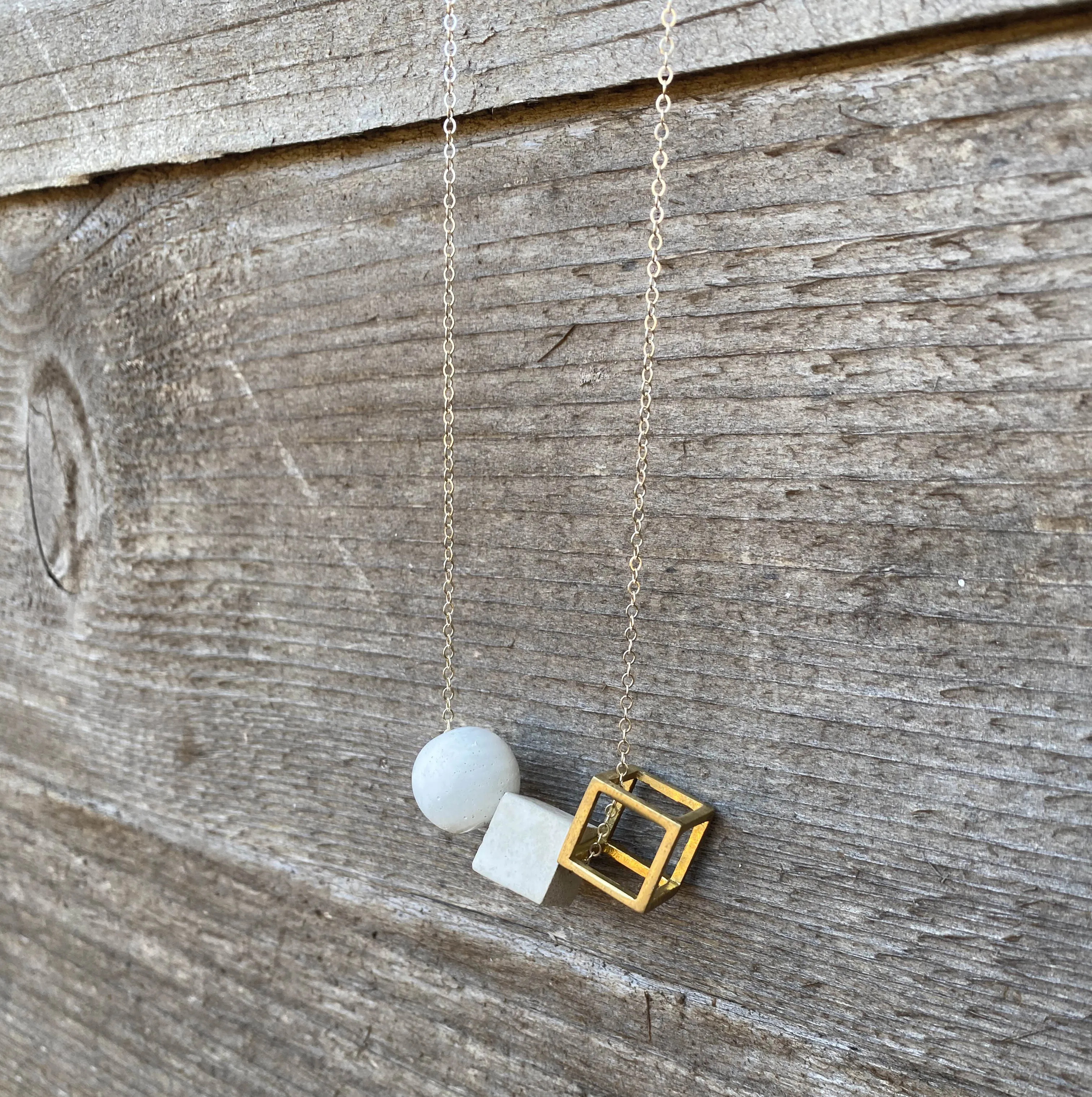 Concrete Geometric Cube Necklace