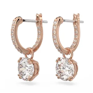 Constella Drop Round Cut White Rose Gold-tone Plated Earrings 5639975