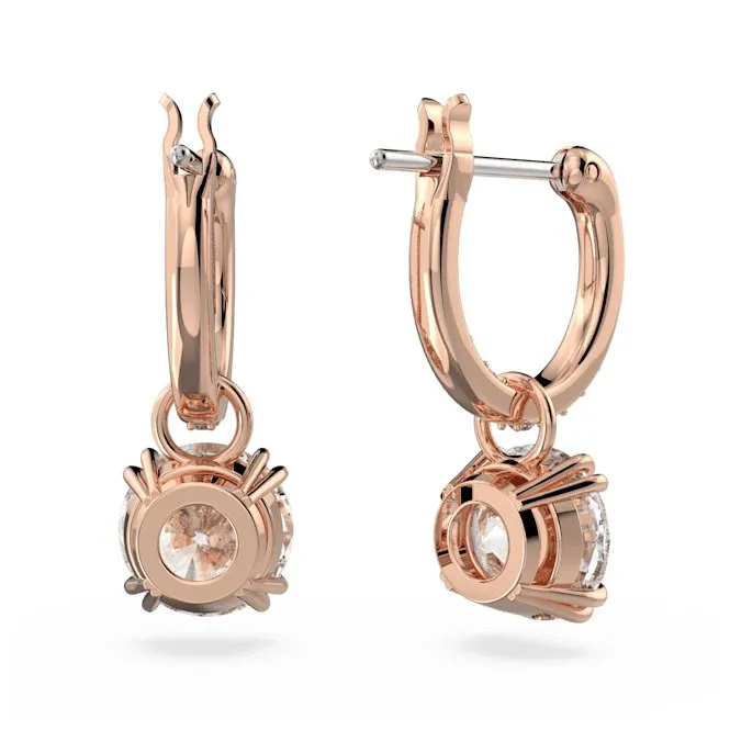 Constella Drop Round Cut White Rose Gold-tone Plated Earrings 5639975