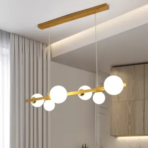 Contemporary Wood Pendant with Glass Globe Shade for Dining Room