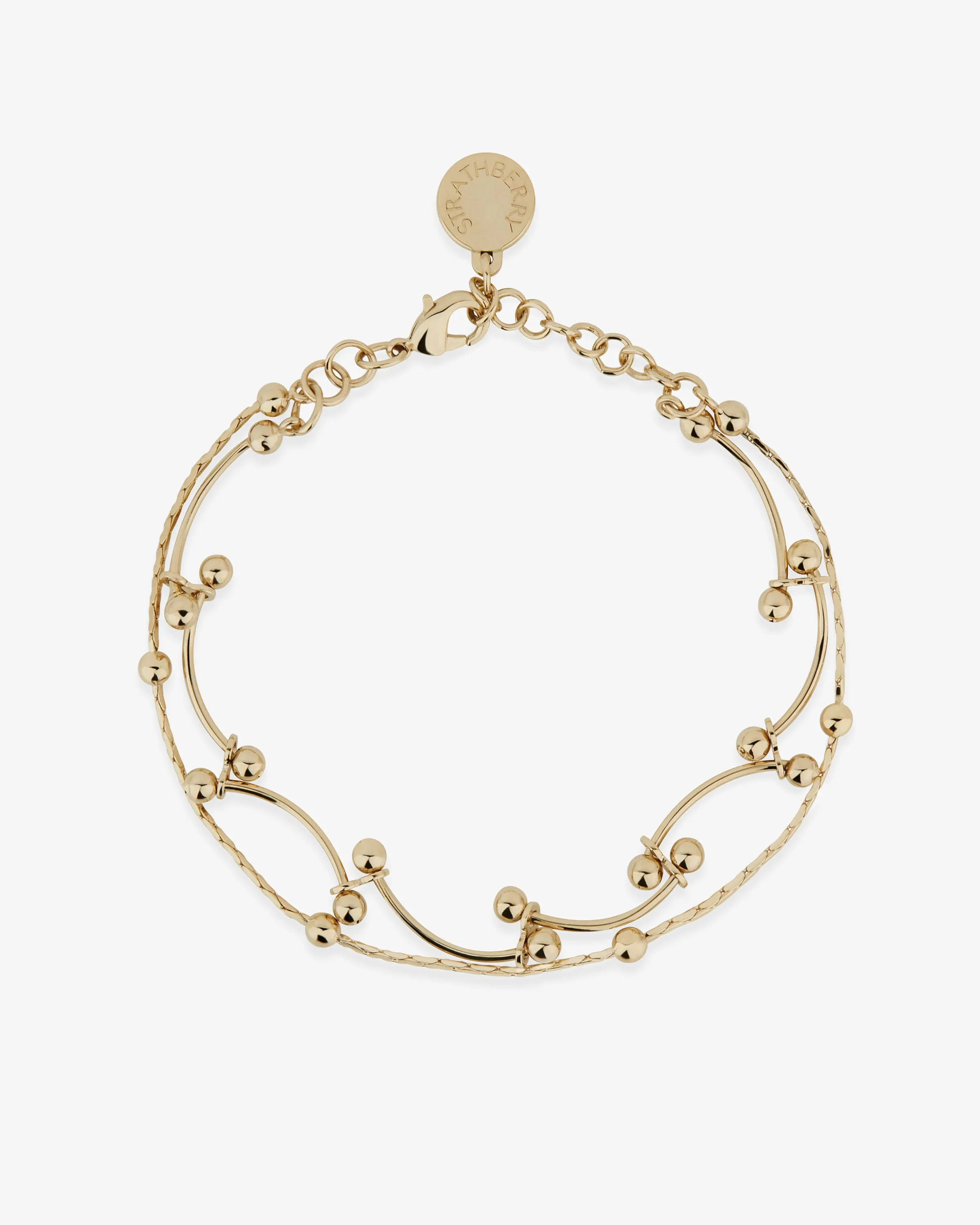 Crescent Double Chain Bracelet - 22 Carat Gold Gilded