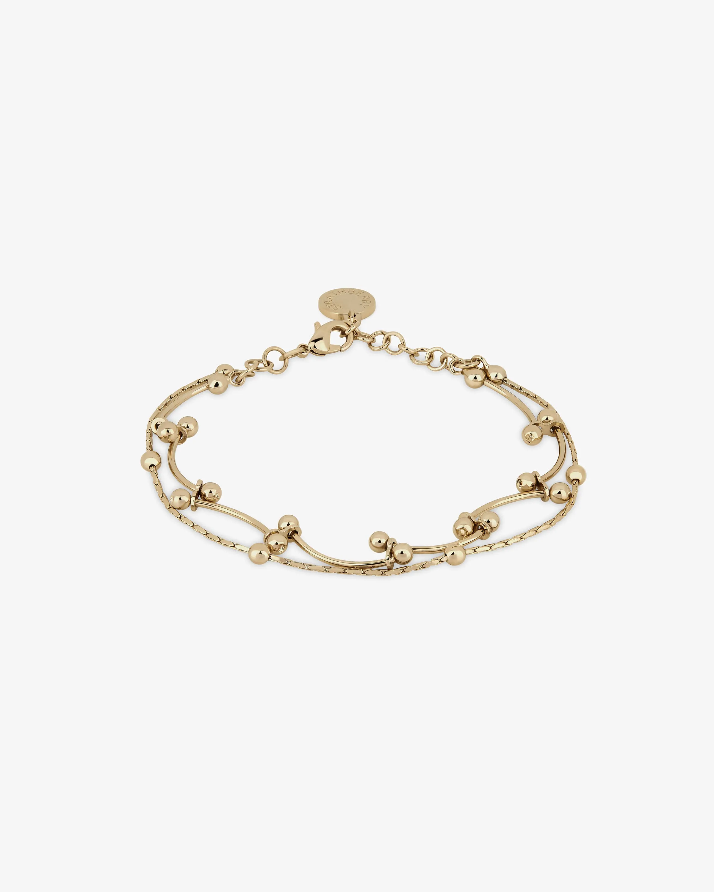 Crescent Double Chain Bracelet - 22 Carat Gold Gilded