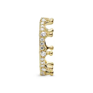 Crown 14k Gold Plated  ring with clear cubic zirconia