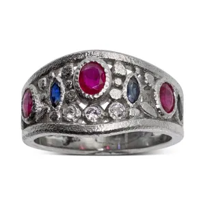 Custom Ruby, Sapphire and Diamond Ring