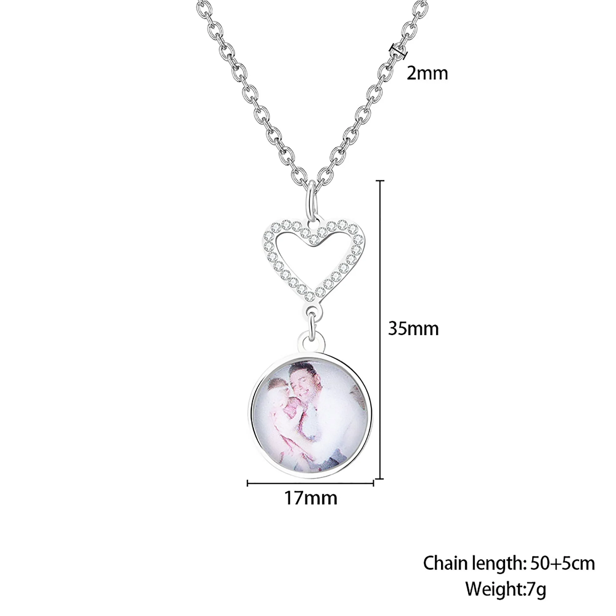 Customizable Photo Romantic Simple Small Heart-shaped Necklaces Exquisite  Silver Color Clavicle Chain Women's Wedding Jewelry