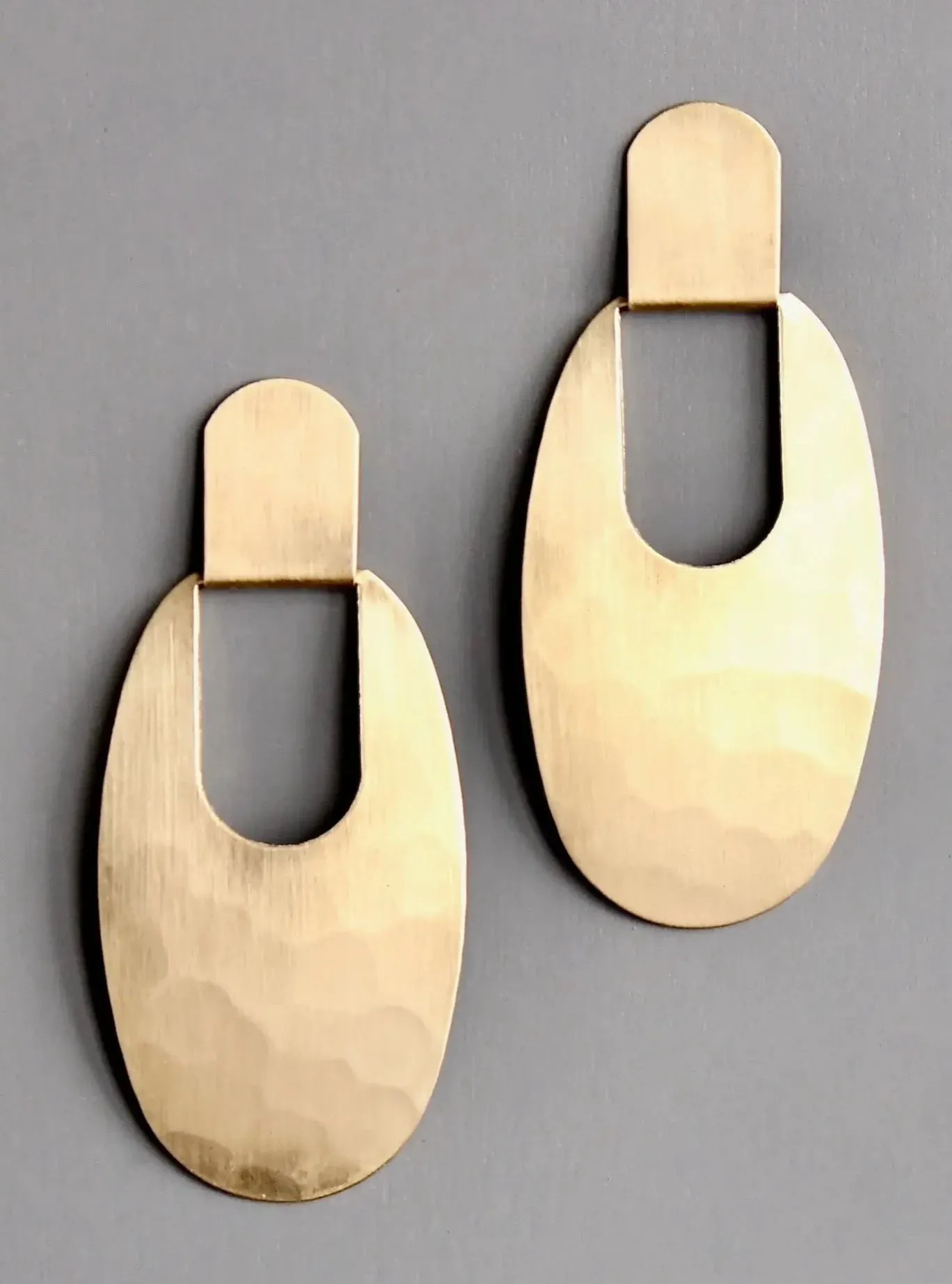 David Aubrey Geometric Hammered Brass Earrings