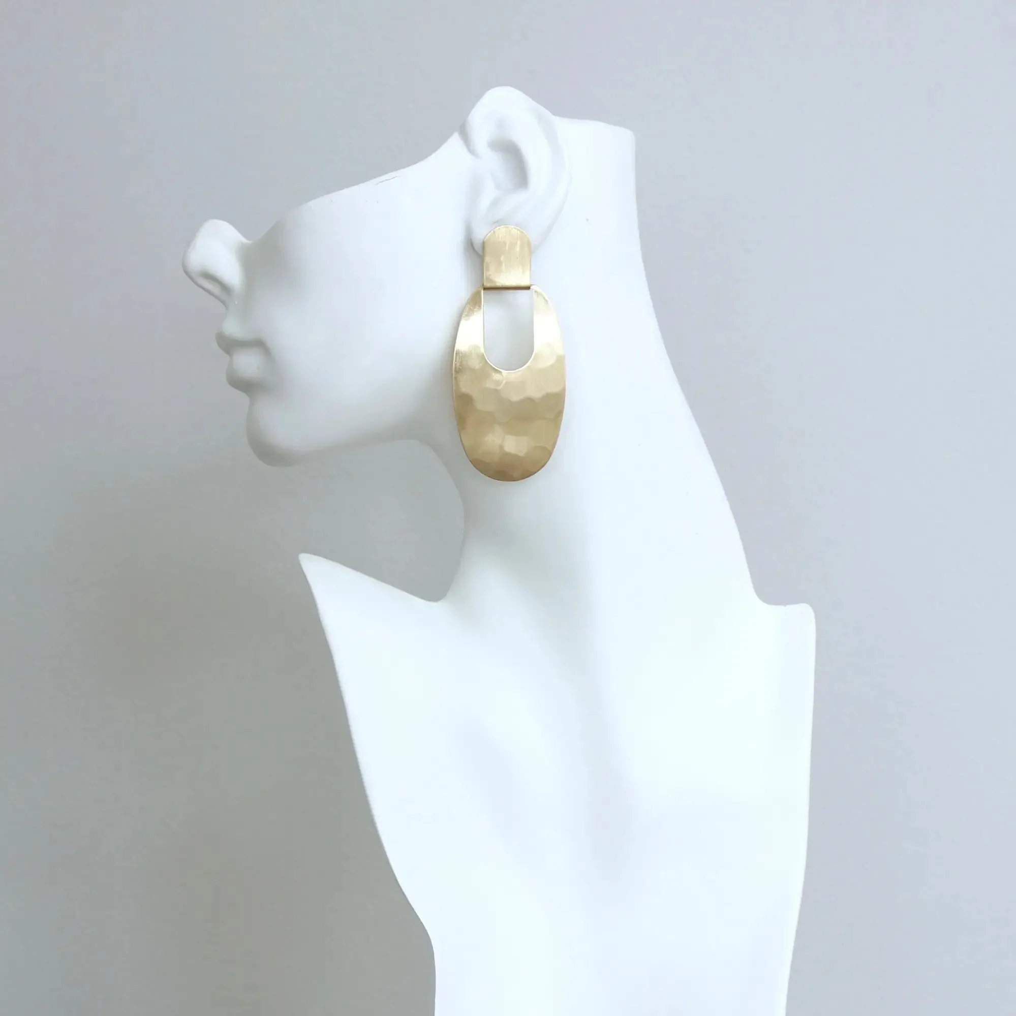 David Aubrey Geometric Hammered Brass Earrings