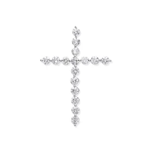 Diamond Cross Pendant Necklace 0.75ct H-SI in 18K White Gold