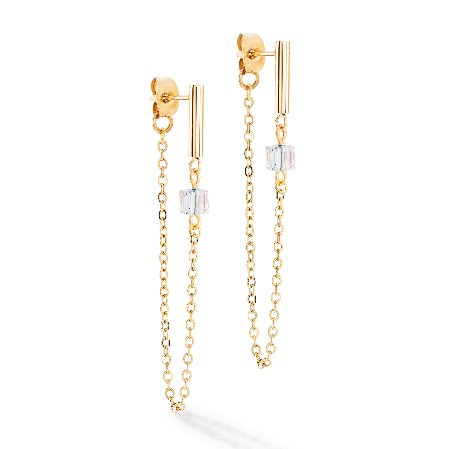 Earrings Mini Cubes & Chain gold-black