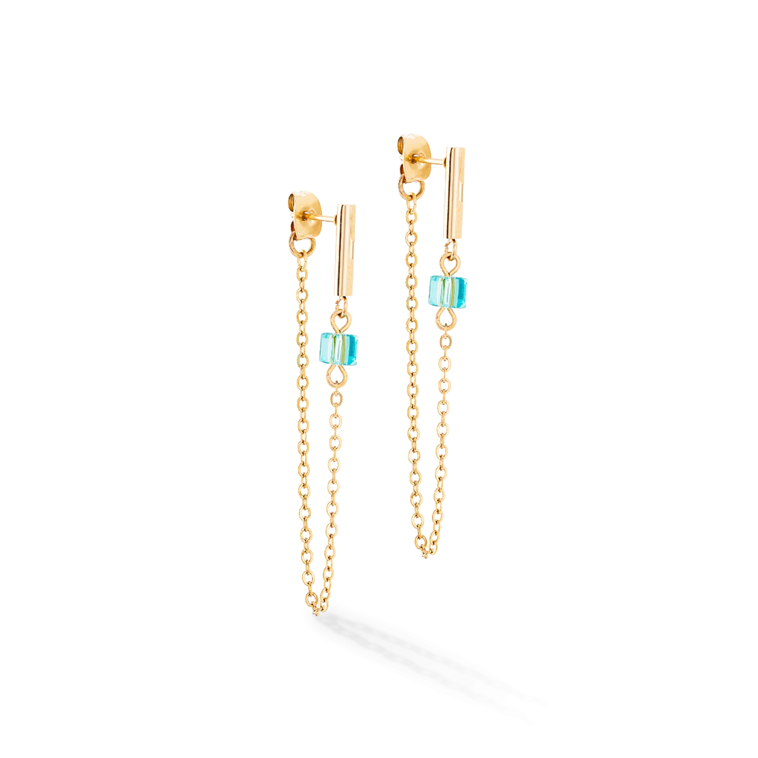 Earrings Mini Cubes & Chain gold-multicolour