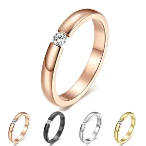 Engagement Ring For Women Stainless Steel Silver Gold Color Finger Girl Gift