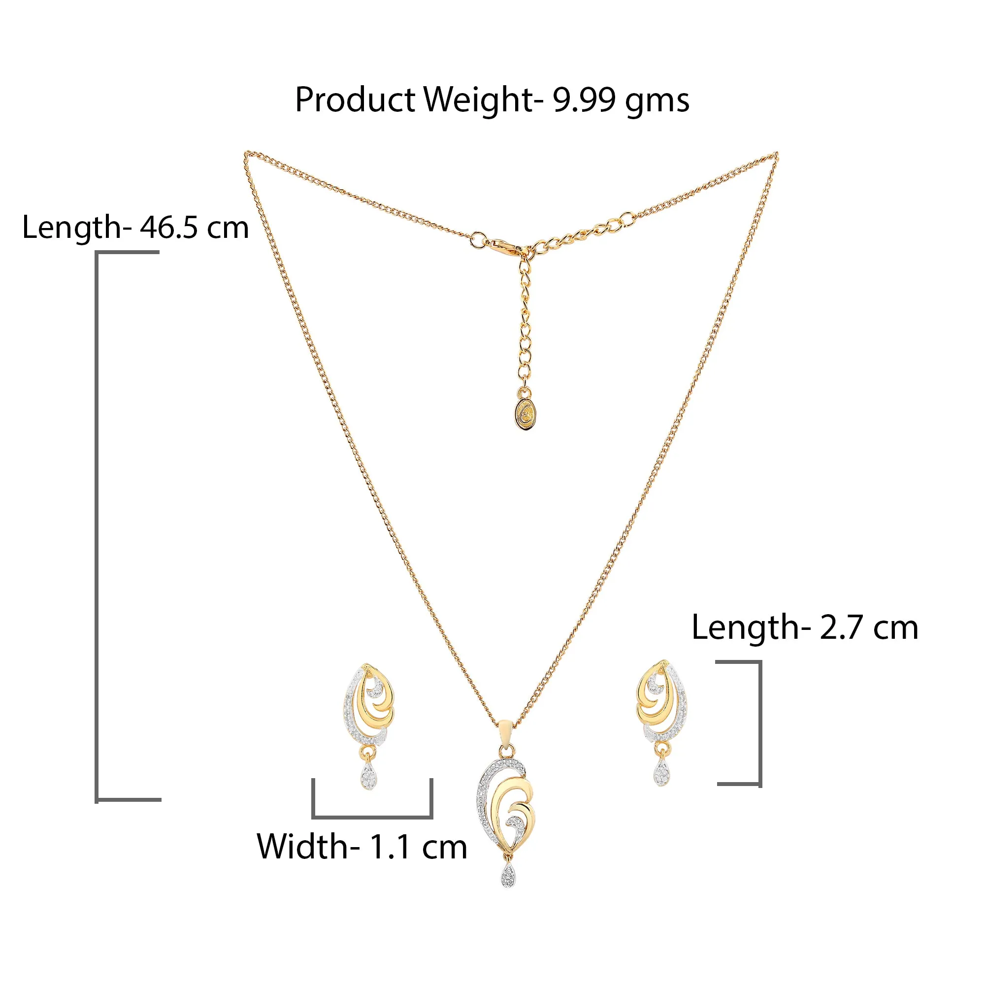 Estele Gold & Rhodium Plated CZ Beautiful Pendant Set for Women