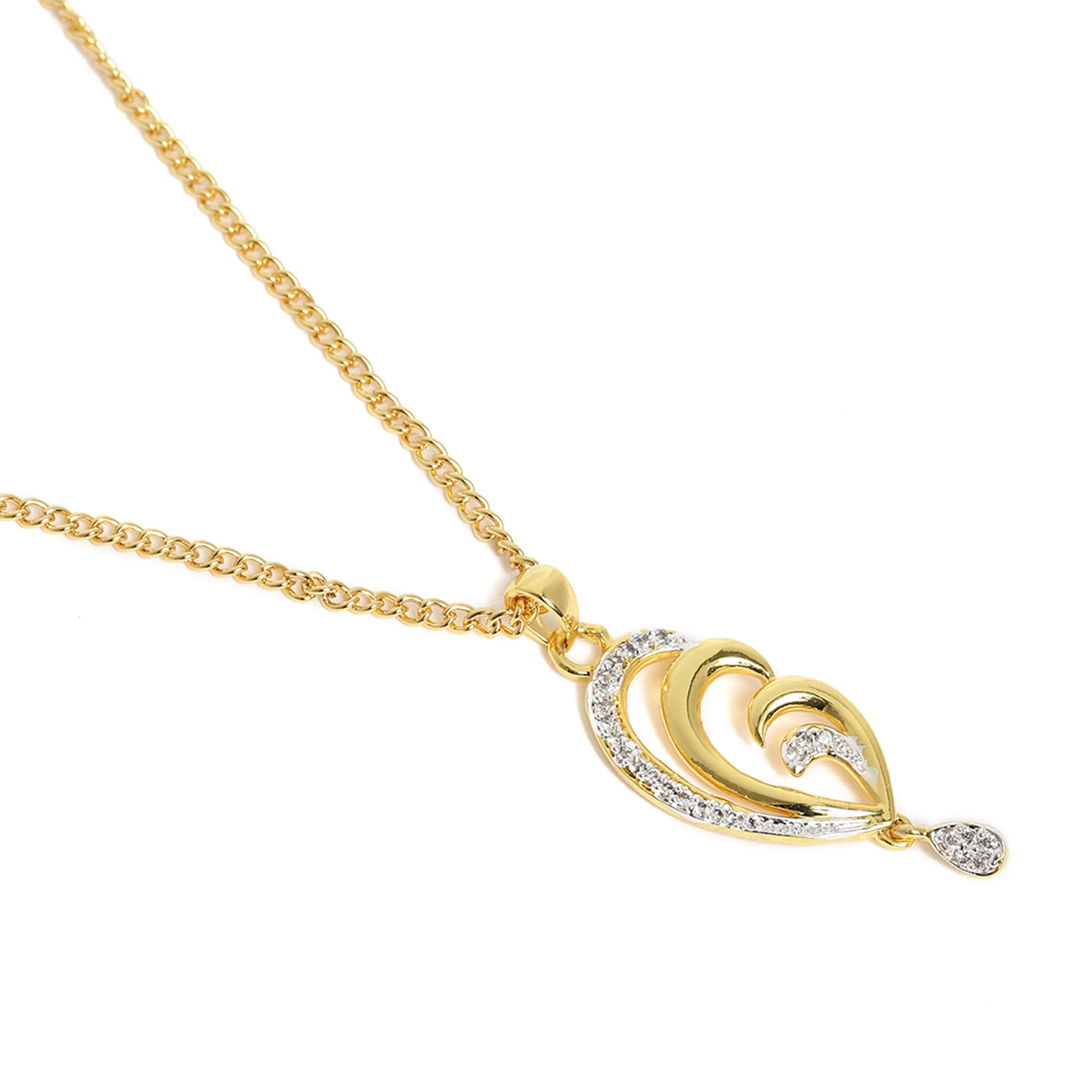 Estele Gold & Rhodium Plated CZ Beautiful Pendant Set for Women