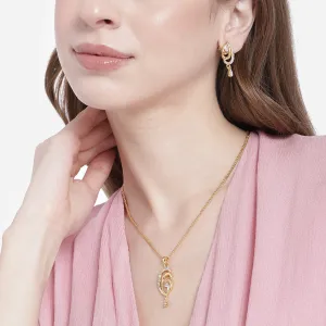 Estele Gold & Rhodium Plated CZ Beautiful Pendant Set for Women