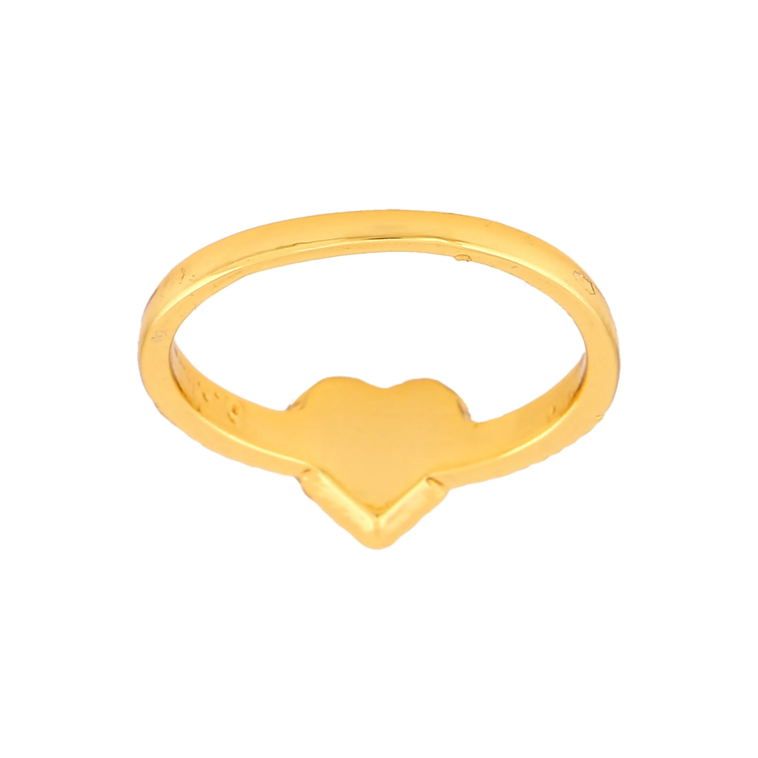 Estele Gold Plated Adorable Heart Shaped Finger Ring with Crystals for Women