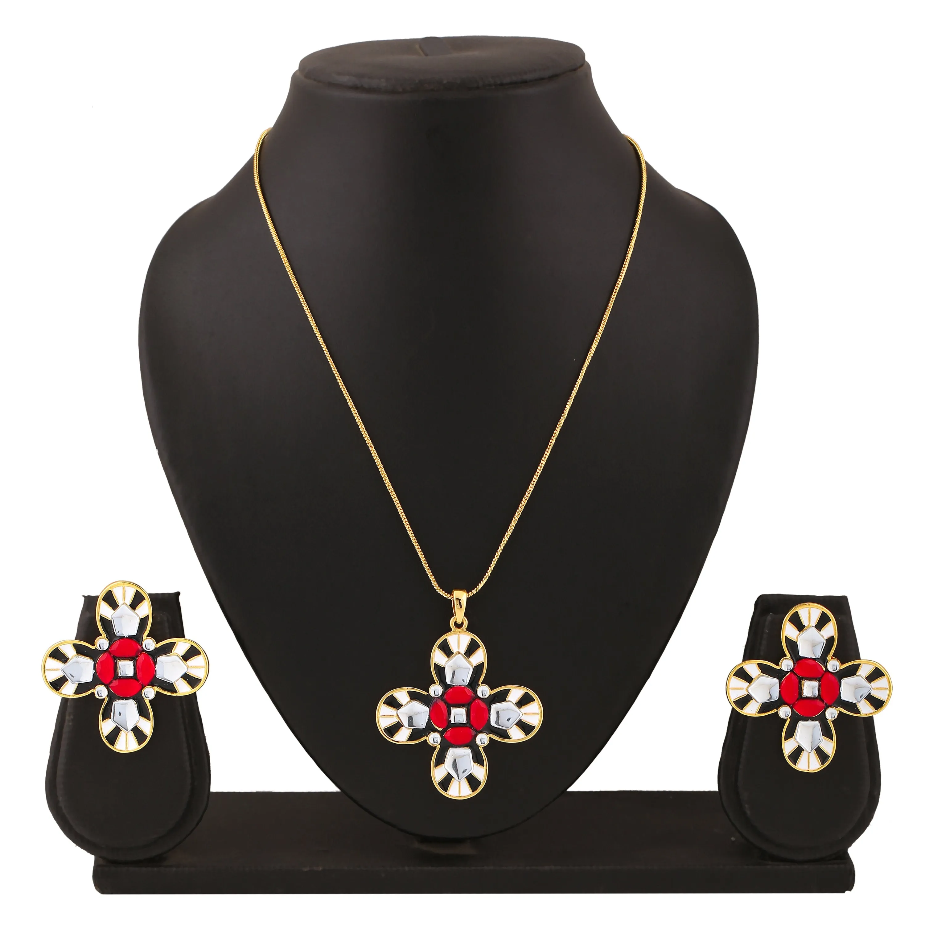 Estele Gold Plated Flower Designer Necklace Set for Women