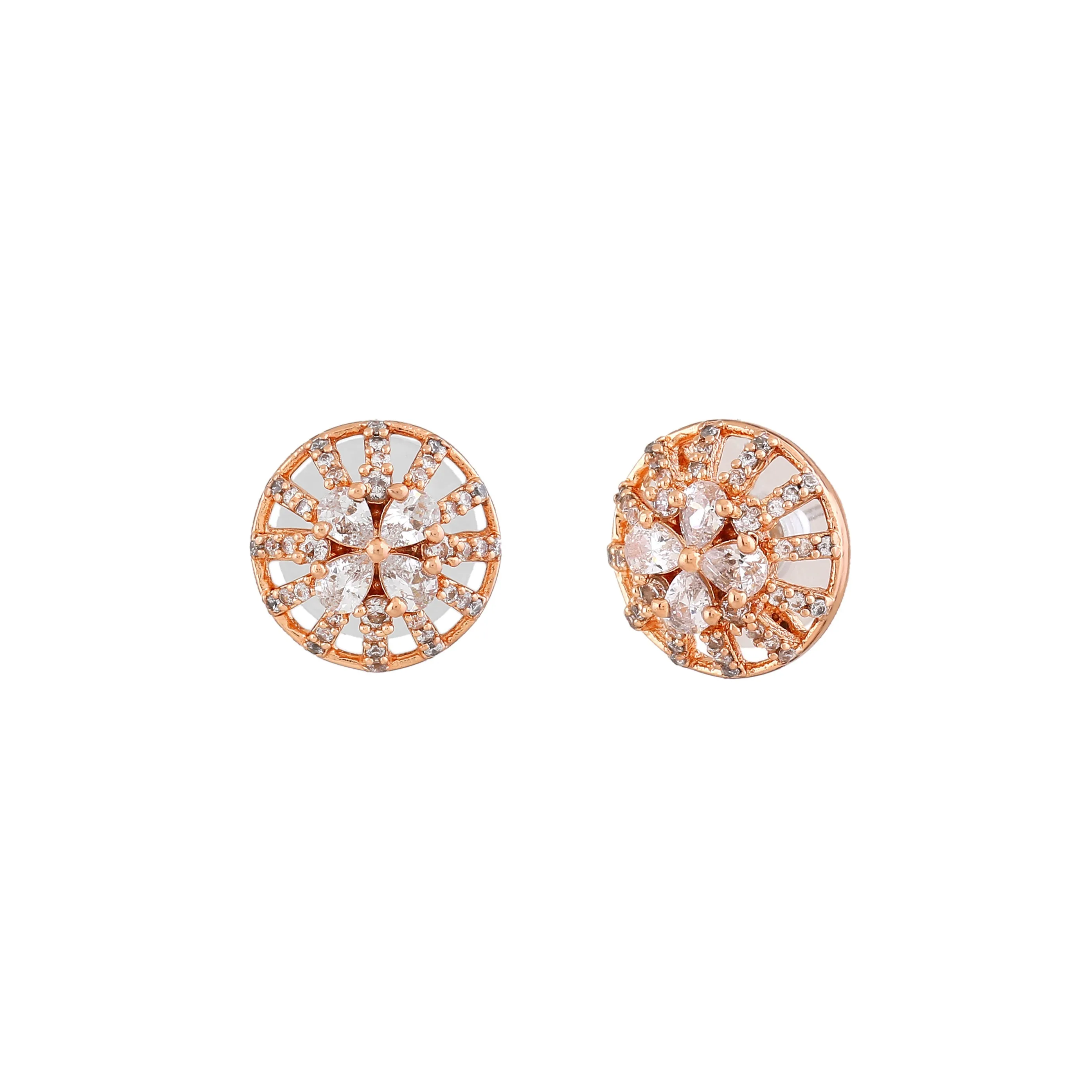 Estele Rose Gold Plated CZ Flower Designer Pendant Set for Women