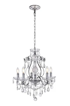 Five Light Chandelier from the Voltaire Collection in Chrome Finish by Elegant Lighting