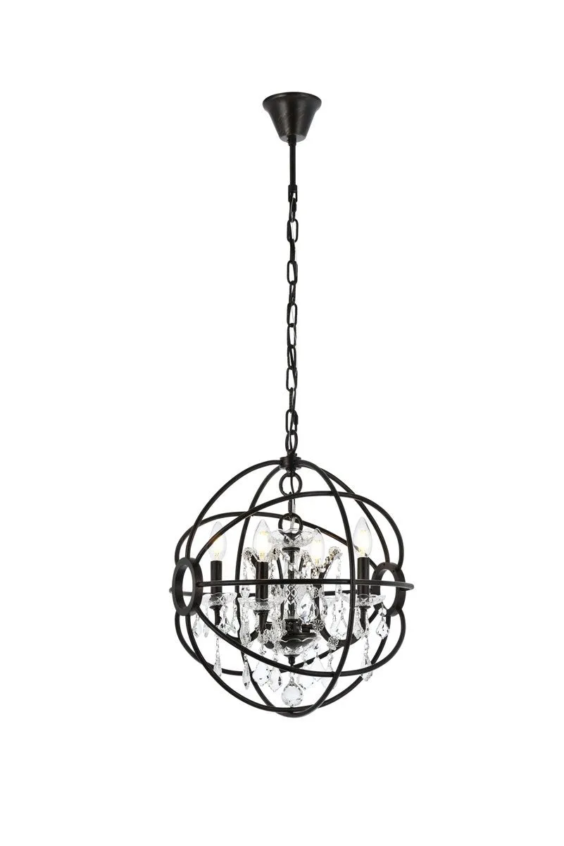 Four Light Pendant from the Geneva Collection in Dark Bronze Finish by Elegant Lighting