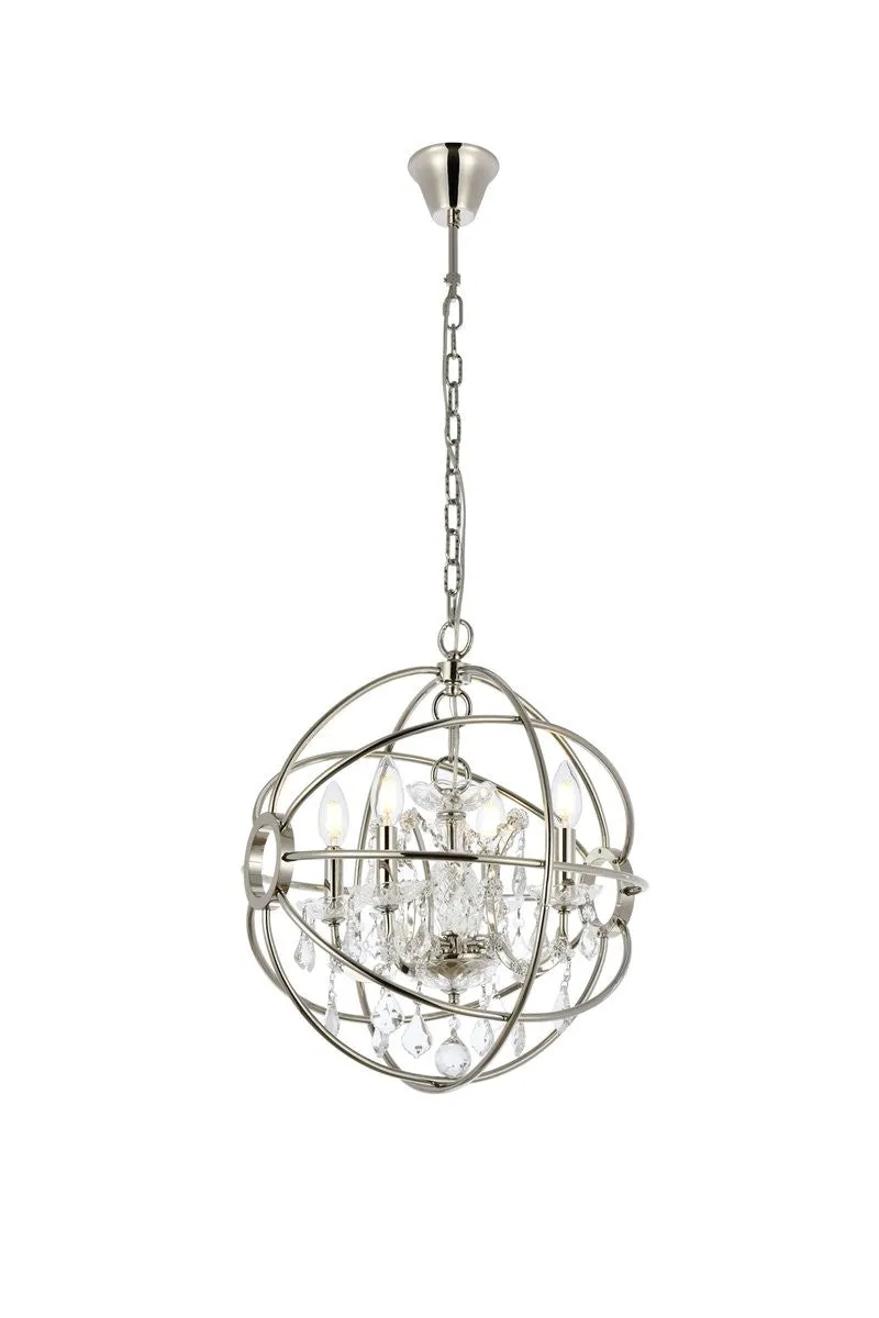 Four Light Pendant from the Geneva Collection in Polished Nickel Finish by Elegant Lighting