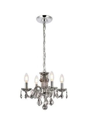 Four Light Pendant from the Rococo Collection in Silver Shade Finish by Elegant Lighting