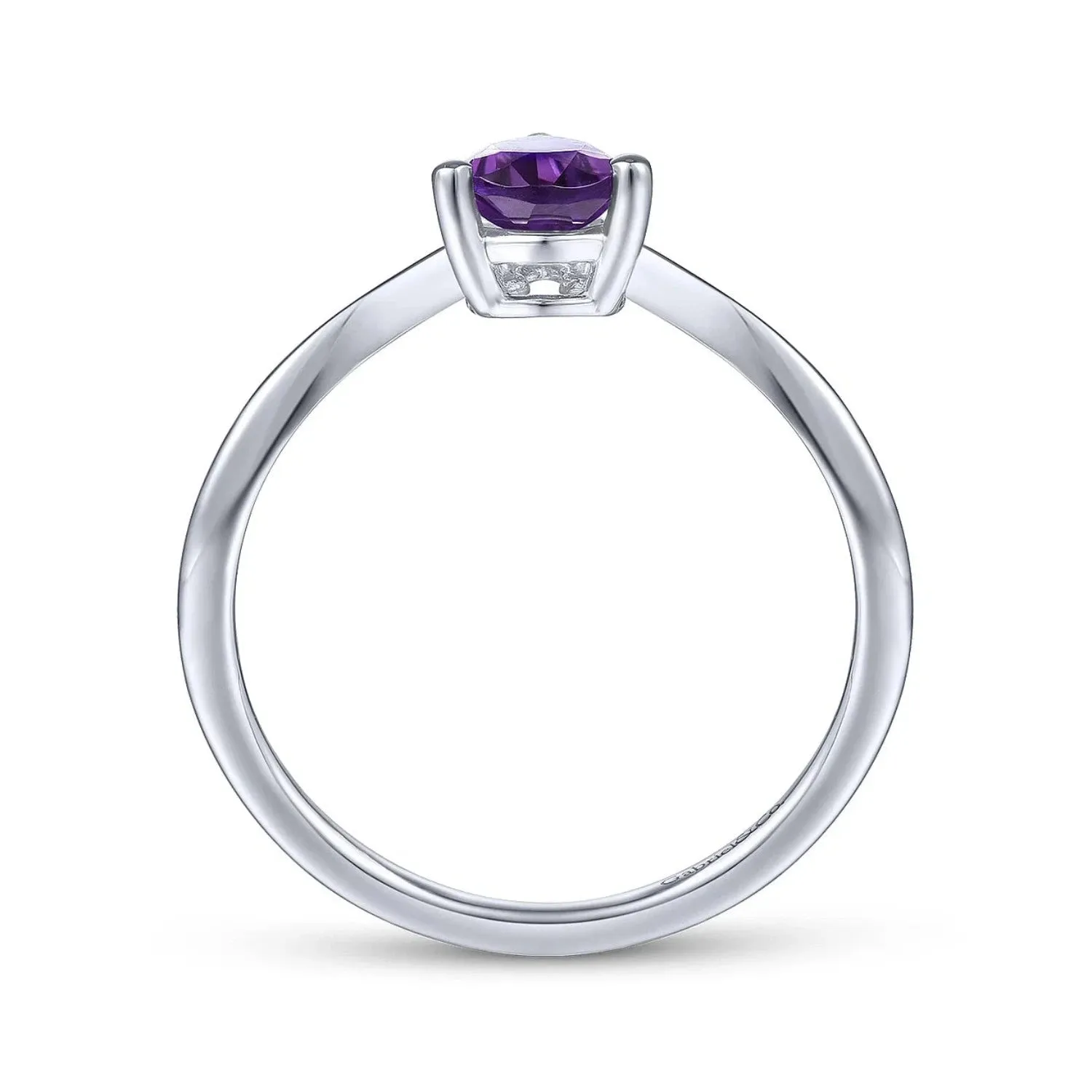 Gabriel & Co. Teardrop Amethyst and Diamond Triangle Ring