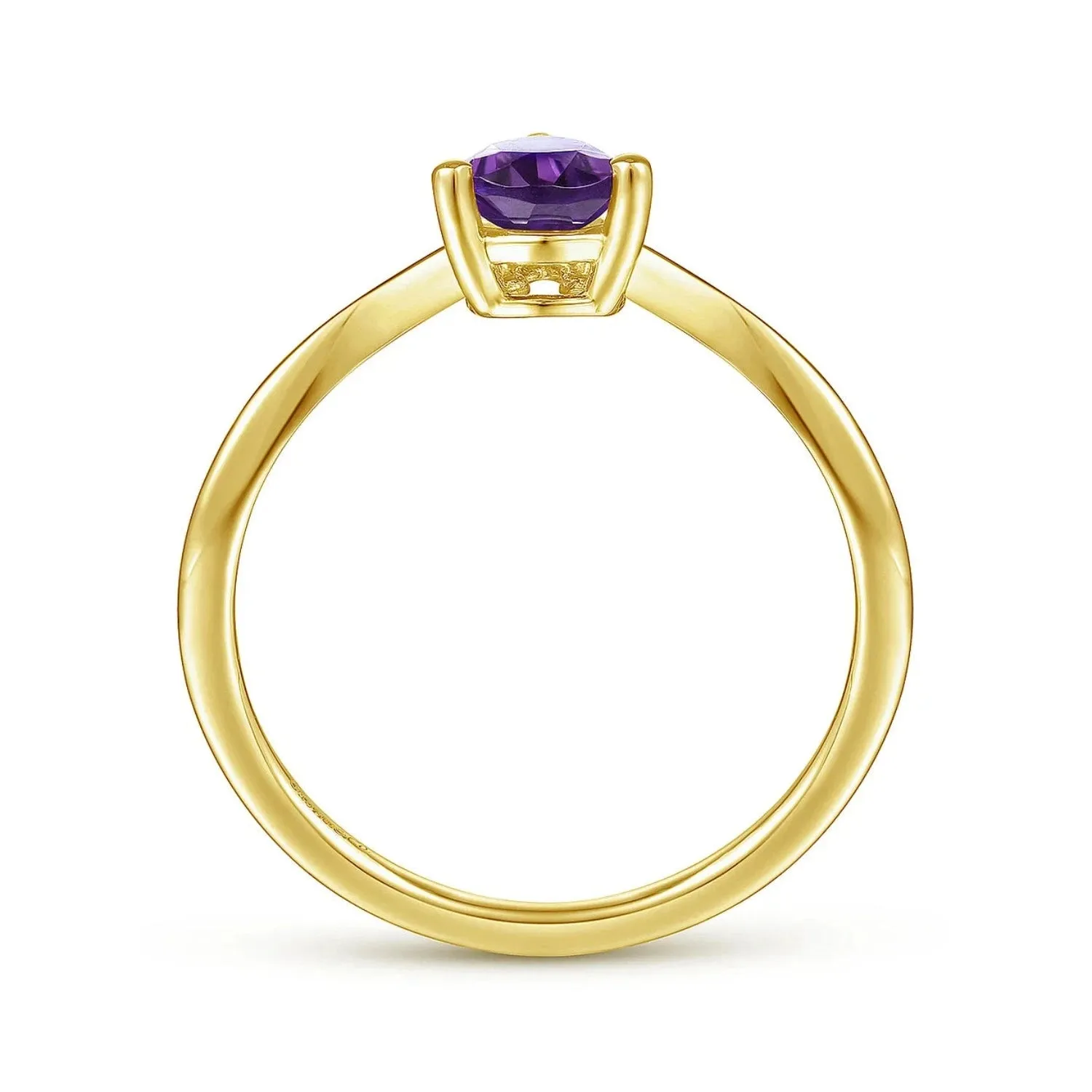 Gabriel & Co. Teardrop Amethyst and Diamond Triangle Ring