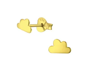 Gold Plated Silver Cloud Ear Studs - Elegant Statement Earrings for Any Occasion