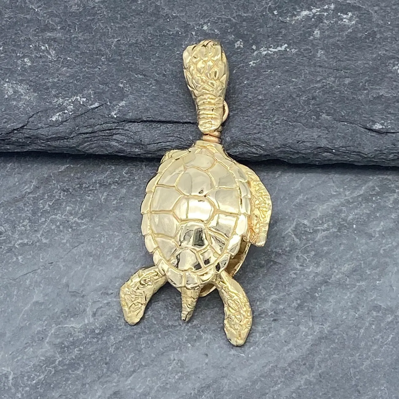 Gold Sea Turtle Bell Pendant