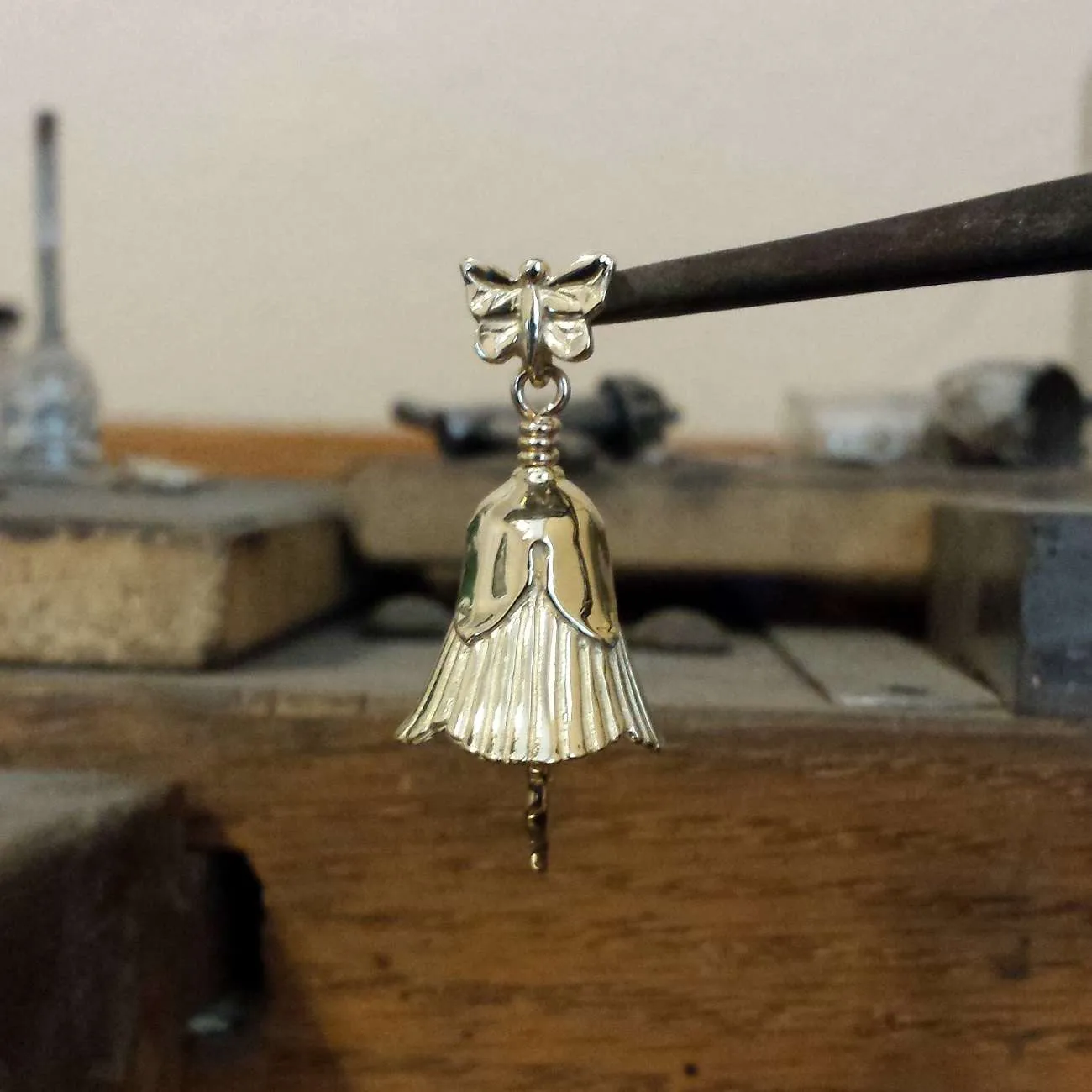 Gold Spring Flower Bell Pendant