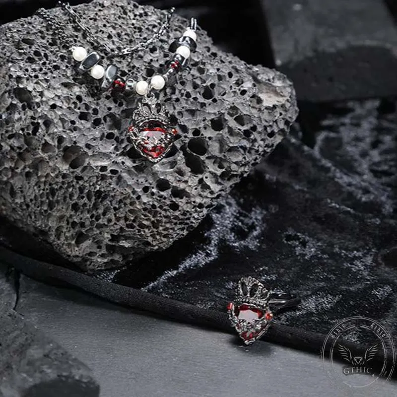 Gothic Crown Heart Alloy Jewelry Set