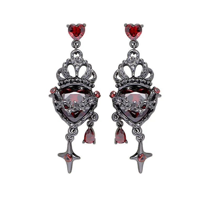 Gothic Crown Heart Alloy Jewelry Set